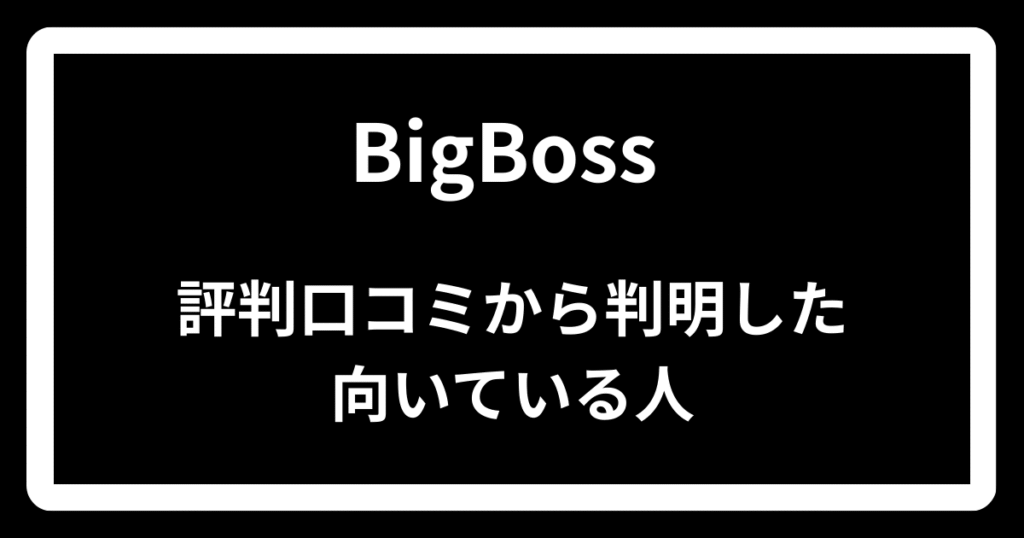 BigBossの評判口コミから判明した向いている人

