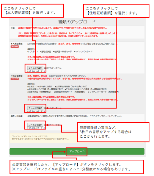 BigBoss必要書類の提出方法